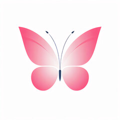 Premium Minimalist Pink Butterfly Icon: Symmetrical High-End Vector Art Illustration on White Background