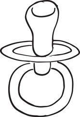 Pacifier in hand drawn doodle style. Nipple Sketch. Isolated on a white background. Vector illustration