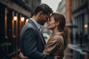 couple kissing in the city