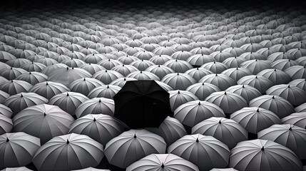 lonely black umbrella - obrazy, fototapety, plakaty