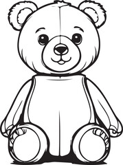 Teddy Bear Black Outline Illustration Vector