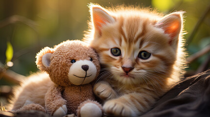 kitten's love for a little bear