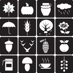 black background  autumn icons set