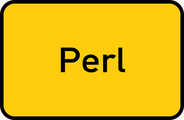 City sign of Perl - Ortsschild von Perl
