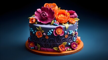 Cake with beautiful flowers