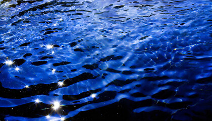 blue water with ripples on the surface defocus blurred transparent black colored clear calm water surface texture with splashes and bubbles water waves with shining pattern texture background