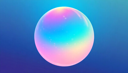 holographic gradient sphere in pastel colors vibrant gradient bright glowing round on blue background vector illustration