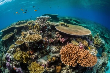 Fototapeta na wymiar Vibrant reef teeming with marine life. Generative AI