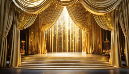 golden curtains stage generate ai