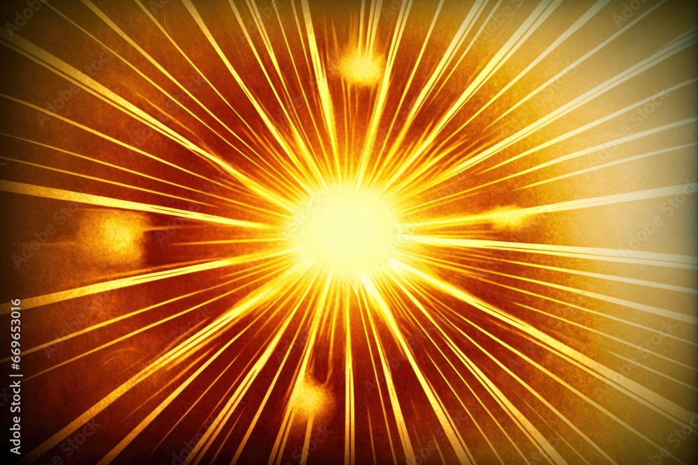 Poster abstract yellow background with some rays on it and some spots on it