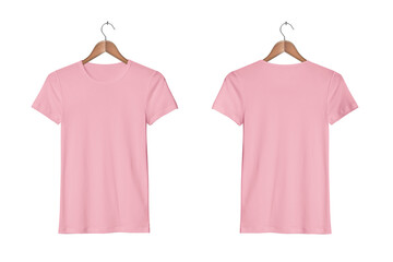 Women's Casual Slim Fit Short Sleeve Lilac Tight T-Shirts on a Classic Wooden Hanger