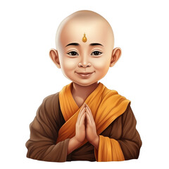 Cute Buddhist Monk Buddha Meditating Peacefully on transparent background