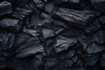 Black charcoal texture background. Generative AI