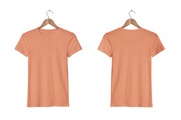 Women's Casual Slim Fit Short Sleeve Sunset Tight T-Shirts on a Classic Wooden Hanger