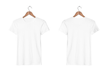 Women's Casual Slim Fit Short Sleeve White Tight T-Shirts on a Classic Wooden Hanger