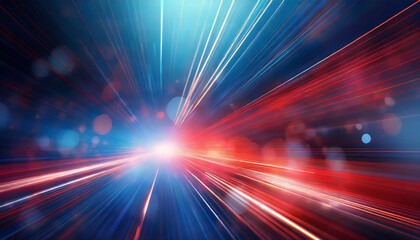 futuristic speed motion with blue and red rays of light abstract background