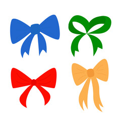 Colorful Ribbon Bow as Decorative Knot Vector Set