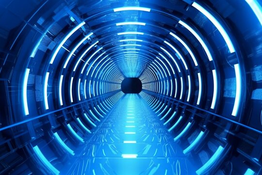 Fototapeta Business internet tunnel vj network blue [different version available]. Generative AI