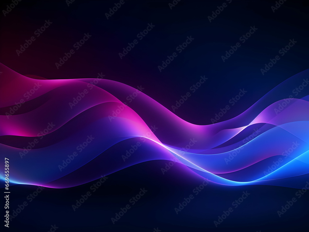 Wall mural dark abstract curve and wavy background with gradient and color, glowing waves in a dark background,
