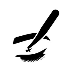 False eyelashes icon. Eyelash extension application. Professional lash extensions. Vector icon isolated on white background.