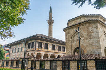 An exterior view of the painted mosque in the town of Tetovo in North Macedonia. Sarena Dzamija,...