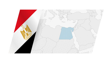 Egypt map in modern style with flag of Egypt on left side.