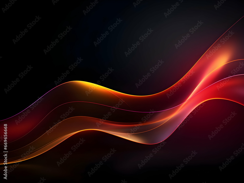 Wall mural dark abstract curve and wavy background with gradient and color, glowing waves in a dark background,