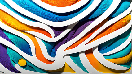 Fototapeta na wymiar Paper craft wave abstract colorfull background wallpaper 