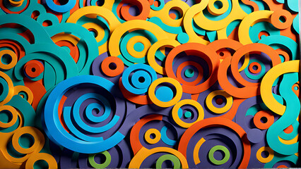 Fototapeta premium Paper craft wave abstract colorfull background wallpaper 