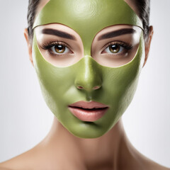 beauty portrait skin care health Avocado mask white background close up cosmetic mask
