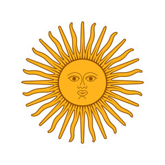 Sun. Coat of arms of the Argentinean flag. Argentine sun character. Illustration, vector