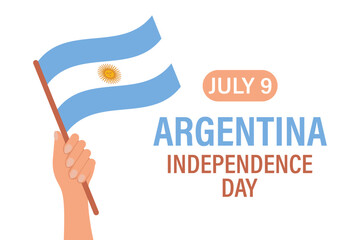 Argentina Independence Day. Hand with the flag of Argentina. Illustration, banner, vector