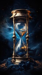 hourglass on black background