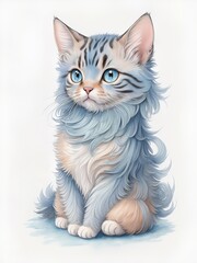Fototapeta premium Cute kitty. Watercolor splash style. AI generaret illustration