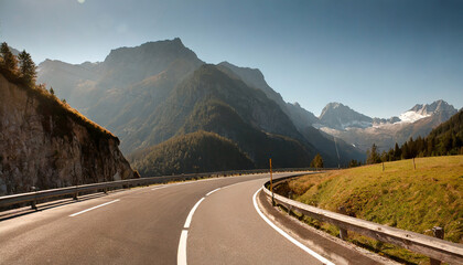 Asphalt road in Austria, Alps in a summer day.