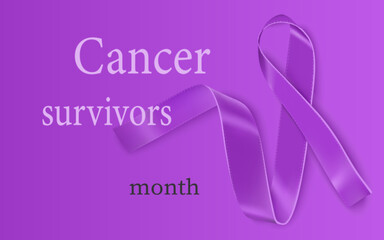 Vector Violet ribbon as symbol of Hodgkin Disease awareness.