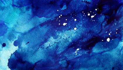 Fototapeta na wymiar Abstract Watercolor indigo blue splash on paper texture