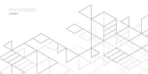 White background from cubes and lines. Linear geometric drawing. Abstraction, Vector illustration.