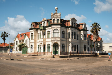 The Hohenzollern Building in Swakopmund, Namibia, a neo-baroque style building built in 1906. It was named after the German Imperial family and was originally a hotel. National monument since 1983.