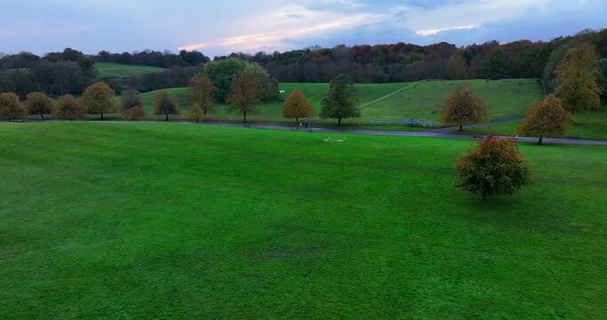 Aerial video of Heaton Park showing the colours of Autumn