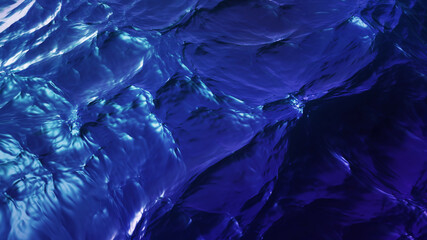 Deep blue sea, graphics illustration background. 3D rendering water waves close up backdrop
