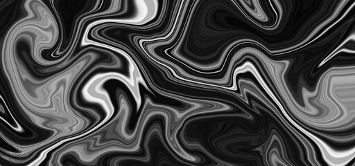 Acrylic pour black and gray gradient color liquid marble abstract surfaces design. Creative swirled or curve of oil paint for marble texture abstract vector design.