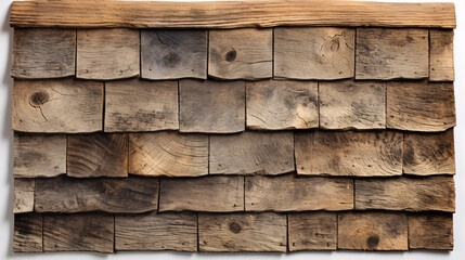 A facsimile of a vintage timber roof tile style displayed on a white surface. - obrazy, fototapety, plakaty