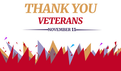 thank you veterans Day background design with colorful shapes and typography. banner design
