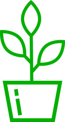 vector illustration of a green flowerpot on a transparent background