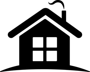 vector illustration of a black house on a transparent background