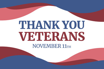 Thanking Veterans for their service with traditional border design in American flag colors. Thank you veterans wallpaper design