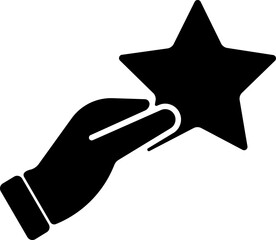 vector illustration of star in hand on transparent background