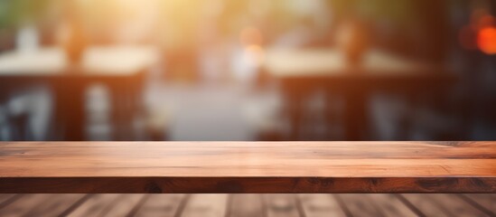 Blurred background with wooden top table