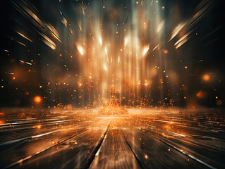 Elegant shine modern template with falling star particles in space. Classy, speedy lines adorn the abstract trophy certificate.